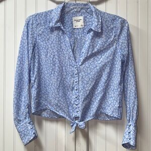 Abercrombie & Fitch Floral Tie Front Blouse Shirt M